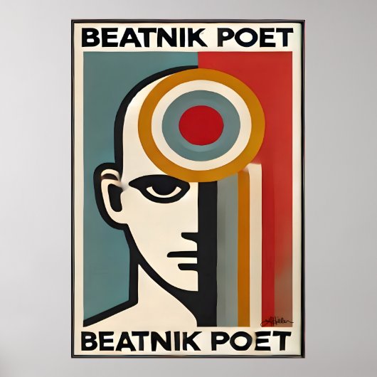Mid Century Modern Art Beatnik Poet ポスター (正面)