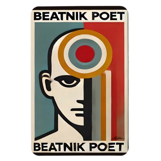 Mid Century Modern Art Beatnik Poet マグネット (縦)