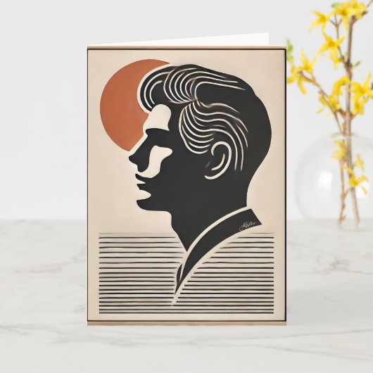 Mid Century Modern Art He Follows The Sun カード (黄色い花)