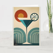 Mid Century Modern Art Mountain Sunrise Martini カード (正面)