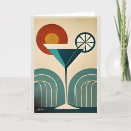 Mid Century Modern Art Mountain Sunrise Martini カード
