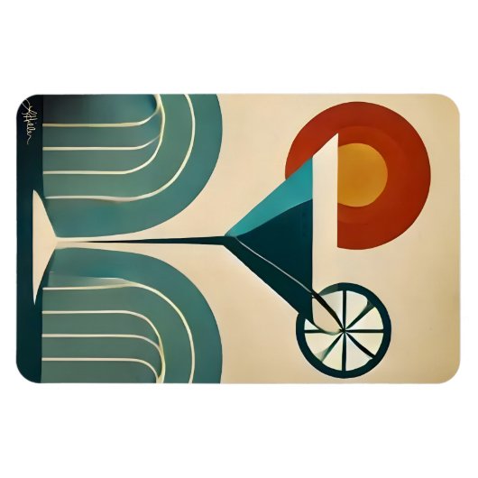 Mid Century Modern Art Mountain Sunrise Martini マグネット (横)