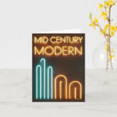 Mid Century Modern Art Neon Sign Design カード (黄色い花)