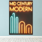 Mid Century Modern Art Neon Sign Design キャンバスプリント (インサイチュ (ウッドフロア))