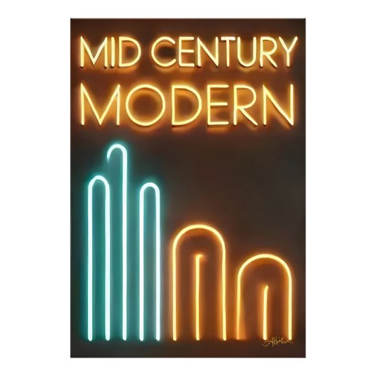 Mid Century Modern Art Neon Sign Design フォトプリント (正面)