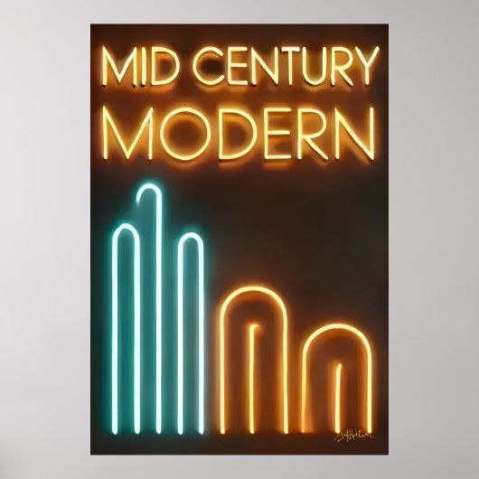 Mid Century Modern Art Neon Sign Design ポスター (正面)
