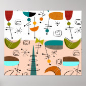 Mid-Century Modern Art Poster Half Moons 6 ポスター (正面)