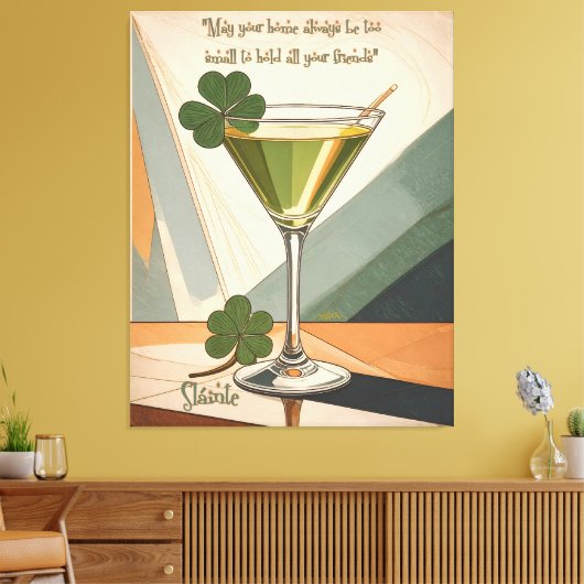 Mid Century Modern Art Shamrock Martini Sláinte!  キャンバスプリント (インサイチュ (リビング))