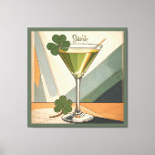 Mid Century Modern Art Shamrock Martini Sláinte! キャンバスプリント (正面)