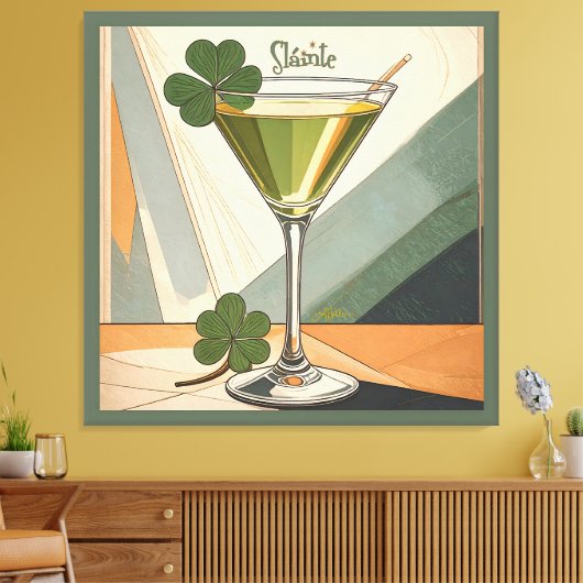 Mid Century Modern Art Shamrock Martini Sláinte! キャンバスプリント (インサイチュ (リビング))