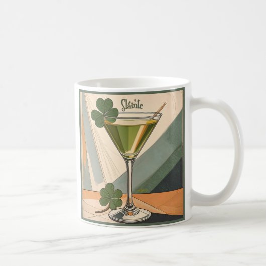Mid Century Modern Art Shamrock Martini Sláinte! コーヒーマグカップ (右)
