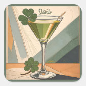 Mid Century Modern Art Shamrock Martini Sláinte!  スクエアシール (正面)