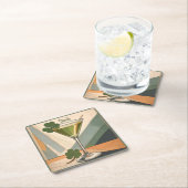 Mid Century Modern Art Shamrock Martini Sláinte!  スクエアペーパーコースター (インサイチュ)