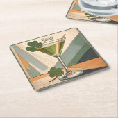 Mid Century Modern Art Shamrock Martini Sláinte!  スクエアペーパーコースター (アングル)