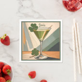 Mid Century Modern Art Shamrock Martini Sláinte!  スタンダードカクテルナプキン (インサイチュ)