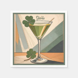Mid Century Modern Art Shamrock Martini Sláinte!  スタンダードカクテルナプキン