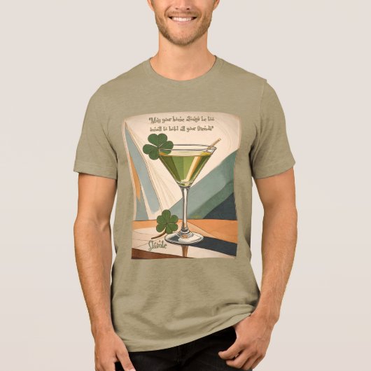 Mid Century Modern Art Shamrock Martini Sláinte!  トライブレンドＴシャツ (正面)
