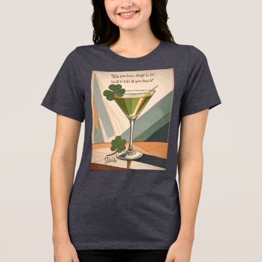 Mid Century Modern Art Shamrock Martini Sláinte!  トライブレンドＴシャツ (正面)