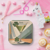 Mid Century Modern Art Shamrock Martini Sláinte!  ペーパープレート (パーティー)