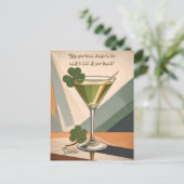Mid Century Modern Art Shamrock Martini Sláinte! ポストカード (スタンド正面)