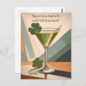 Mid Century Modern Art Shamrock Martini Sláinte! ポストカード (正面/裏面)