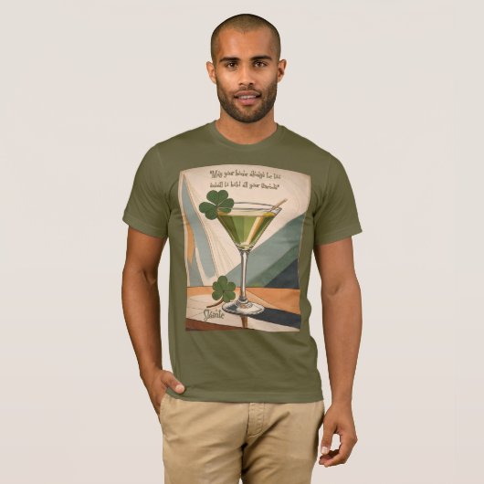 Mid Century Modern Art Shamrock Martini Sláinte!  Tシャツ (正面フル)