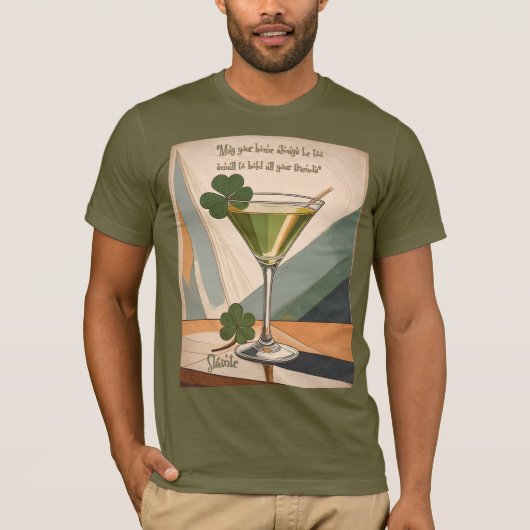 Mid Century Modern Art Shamrock Martini Sláinte!  Tシャツ (正面)