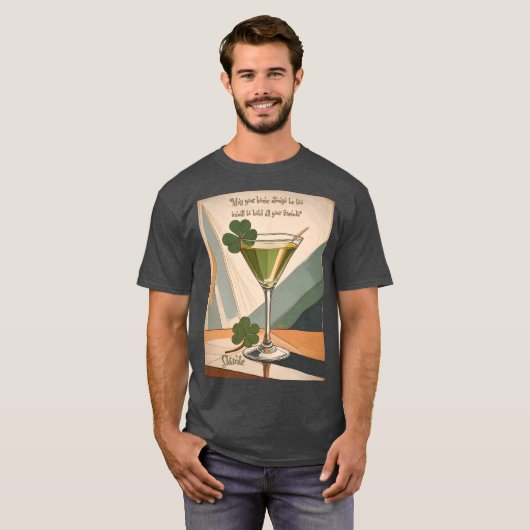 Mid Century Modern Art Shamrock Martini Sláinte!  Tシャツ (正面フル)