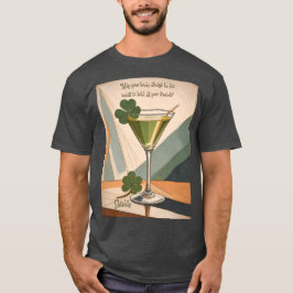 Mid Century Modern Art Shamrock Martini Sláinte!  Tシャツ
