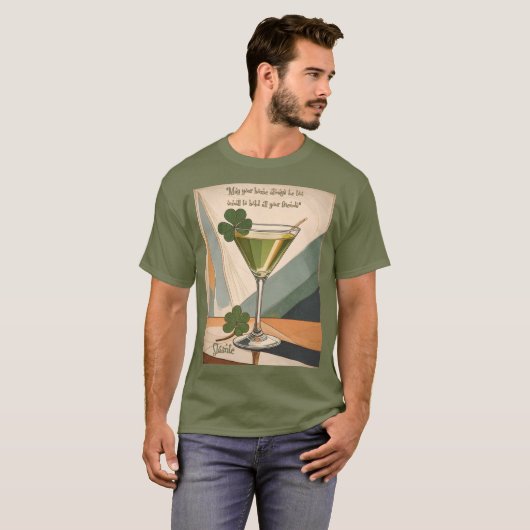 Mid Century Modern Art Shamrock Martini Sláinte!  Tシャツ (正面フル)