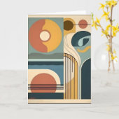 Mid Century Modern Art Sunrise Sunset カード (黄色い花)