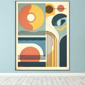 Mid Century Modern Art Sunrise Sunset キャンバスプリント (インサイチュ (ウッドフロア))