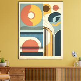 Mid Century Modern Art Sunrise Sunset キャンバスプリント