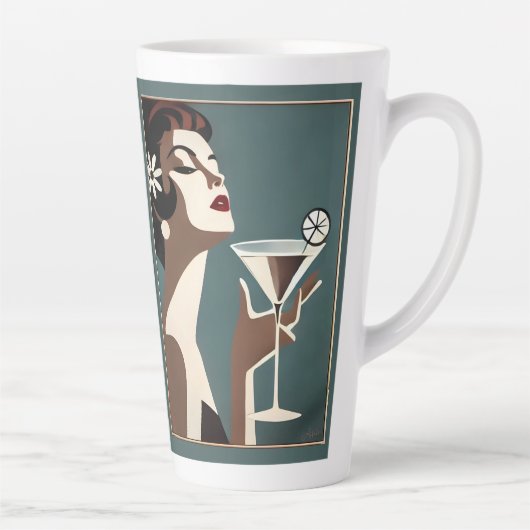 Mid Century Modern Art The Martini DIva カフェラテマグ (右)