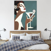 Mid Century Modern Art The Martini DIva キャンバスプリント (インサイチュ (寝室))