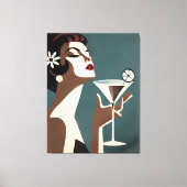 Mid Century Modern Art The Martini DIva キャンバスプリント (正面)