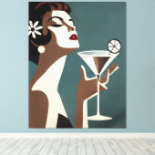Mid Century Modern Art The Martini DIva キャンバスプリント (インサイチュ (ウッドフロア))