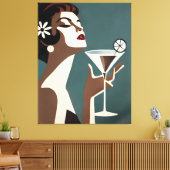 Mid Century Modern Art The Martini DIva キャンバスプリント (インサイチュ (リビング))