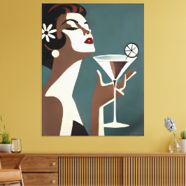 Mid Century Modern Art The Martini DIva キャンバスプリント