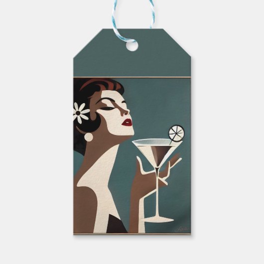 Mid Century Modern Art The Martini DIva ギフトタグ (正面)
