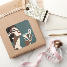 Mid Century Modern Art The Martini DIva スクエアシール