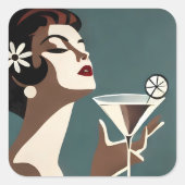 Mid Century Modern Art The Martini DIva スクエアシール (正面)