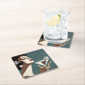 Mid Century Modern Art The Martini DIva スクエアペーパーコースター (インサイチュ)