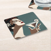 Mid Century Modern Art The Martini DIva スクエアペーパーコースター (アングル)