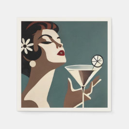 Mid Century Modern Art The Martini DIva スタンダードカクテルナプキン