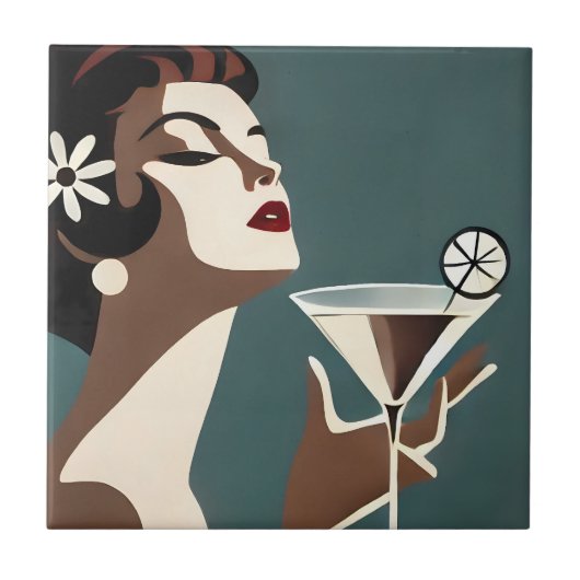 Mid Century Modern Art The Martini DIva タイル (正面)