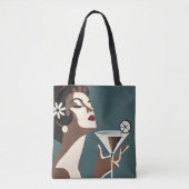 Mid Century Modern Art The Martini DIva トートバッグ (正面)