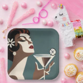 Mid Century Modern Art The Martini DIva ペーパープレート (パーティー)