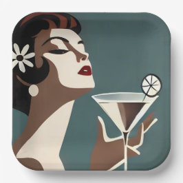 Mid Century Modern Art The Martini DIva ペーパープレート