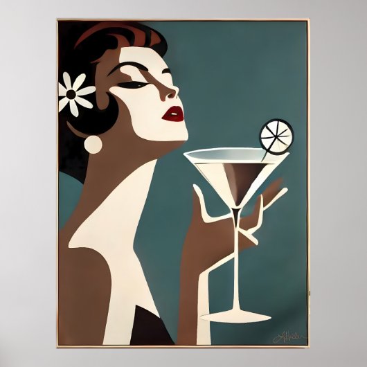 Mid Century Modern Art The Martini DIva ポスター (正面)